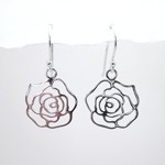 Openwork Rose Dangle Earrings Sterling Silver